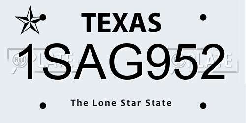 1SAG952 Texas License Plate