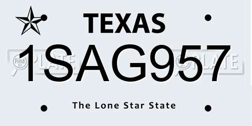 1SAG957 Texas License Plate