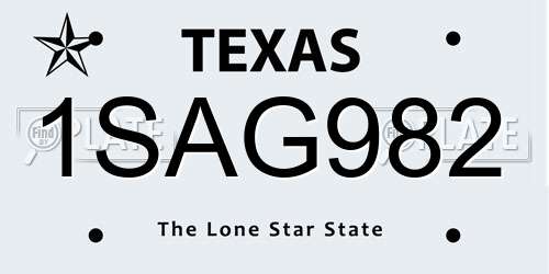 1SAG982 Texas License Plate
