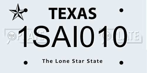 1SAI010 Texas License Plate