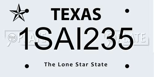 1SAI235 Texas License Plate