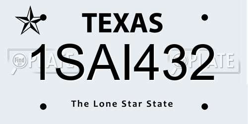 1SAI432 Texas License Plate