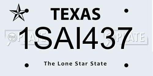 1SAI437 Texas License Plate