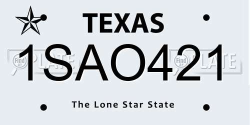 1SAO421 Texas License Plate