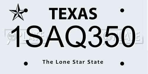 1SAQ350 Texas License Plate