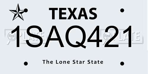 1SAQ421 Texas License Plate