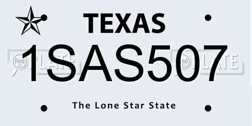 1SAS507 Texas License Plate