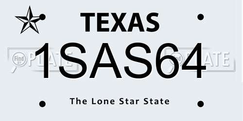 1SAS64 Texas License Plate