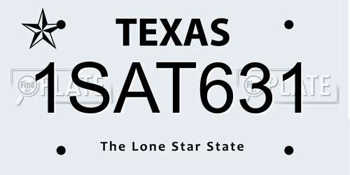 1SAT631 Texas License Plate