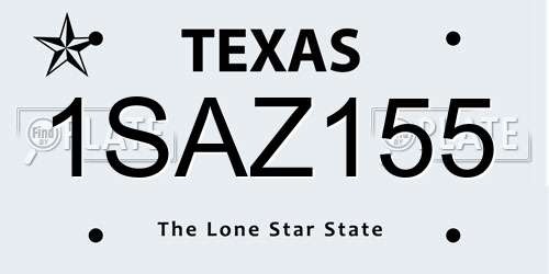 1SAZ155 Texas License Plate