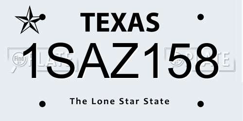 1SAZ158 Texas License Plate