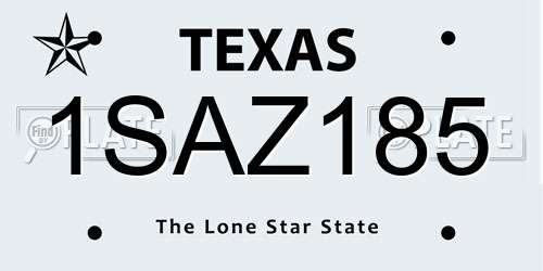 1SAZ185 Texas License Plate