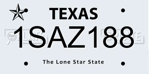 1SAZ188 Texas License Plate