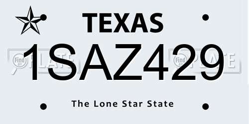 1SAZ429 Texas License Plate
