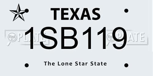 1SB119 Texas License Plate