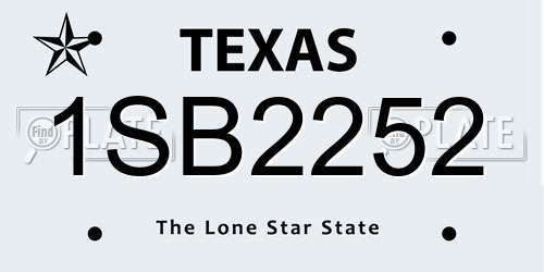 1SB2252 Texas License Plate