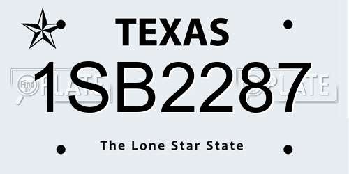 1SB2287 Texas License Plate