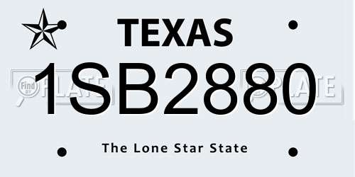 1SB2880 Texas License Plate