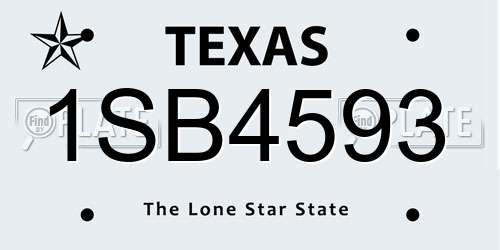 1SB4593 Texas License Plate