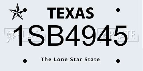 1SB4945 Texas License Plate