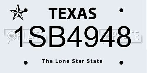 1SB4948 Texas License Plate