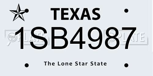1SB4987 Texas License Plate