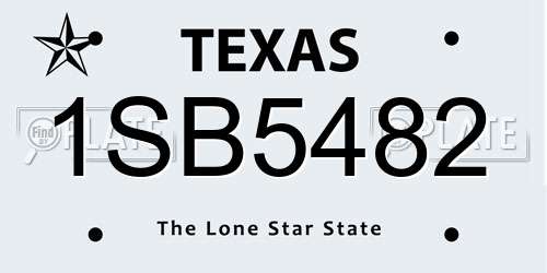1SB5482 Texas License Plate