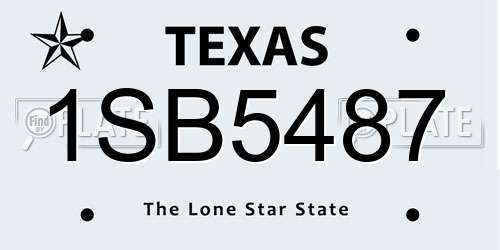 1SB5487 Texas License Plate