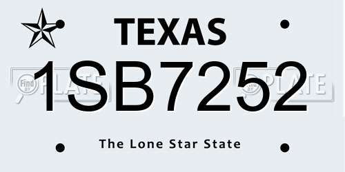 1SB7252 Texas License Plate