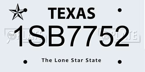 1SB7752 Texas License Plate