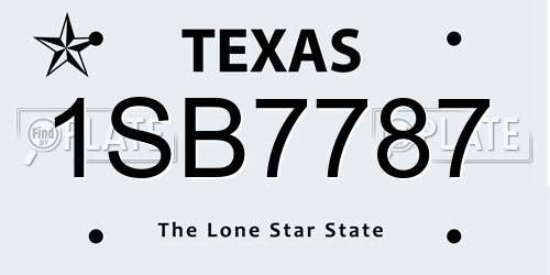 1SB7787 Texas License Plate