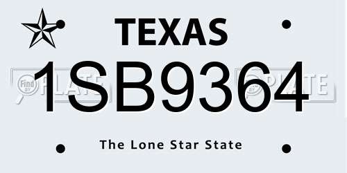1SB9364 Texas License Plate