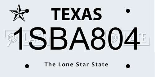 1SBA804 Texas License Plate