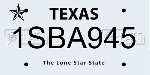 1SBA945 Texas License Plate