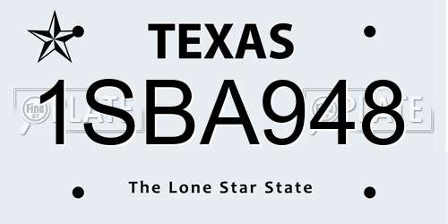 1SBA948 Texas License Plate