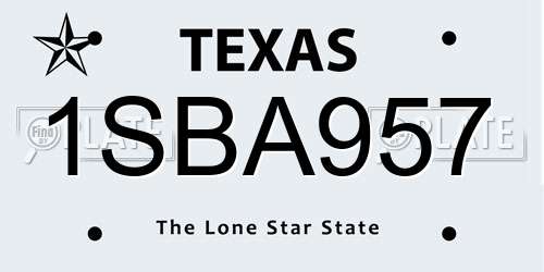 1SBA957 Texas License Plate
