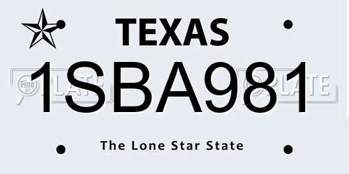 1SBA981 Texas License Plate