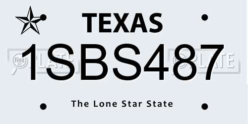 1SBS487 Texas License Plate