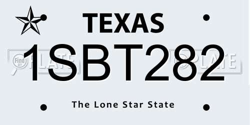 1SBT282 Texas License Plate