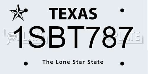 1SBT787 Texas License Plate