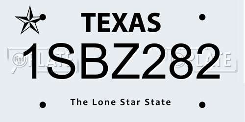 1SBZ282 Texas License Plate