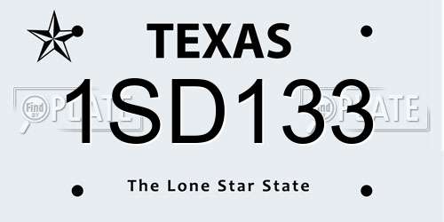 1SD133 Texas License Plate