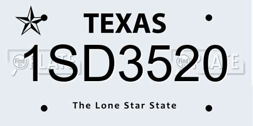 1SD3520 Texas License Plate
