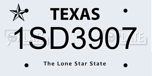 1SD3907 Texas License Plate