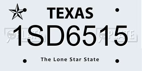 1SD6515 Texas License Plate