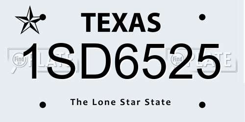 1SD6525 Texas License Plate