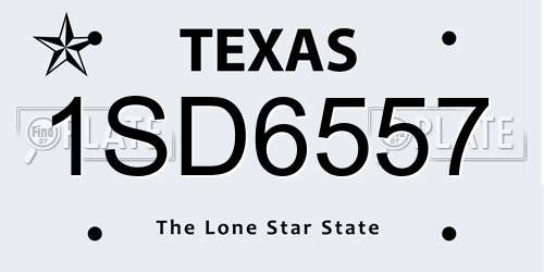 1SD6557 Texas License Plate