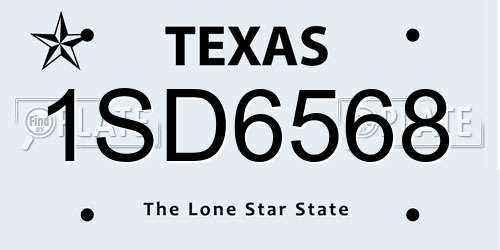 1SD6568 Texas License Plate