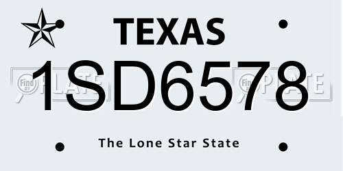 1SD6578 Texas License Plate