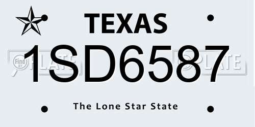 1SD6587 Texas License Plate